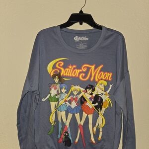 Sailor Moon Women's Graphic Crew Neck Sweater - Blue